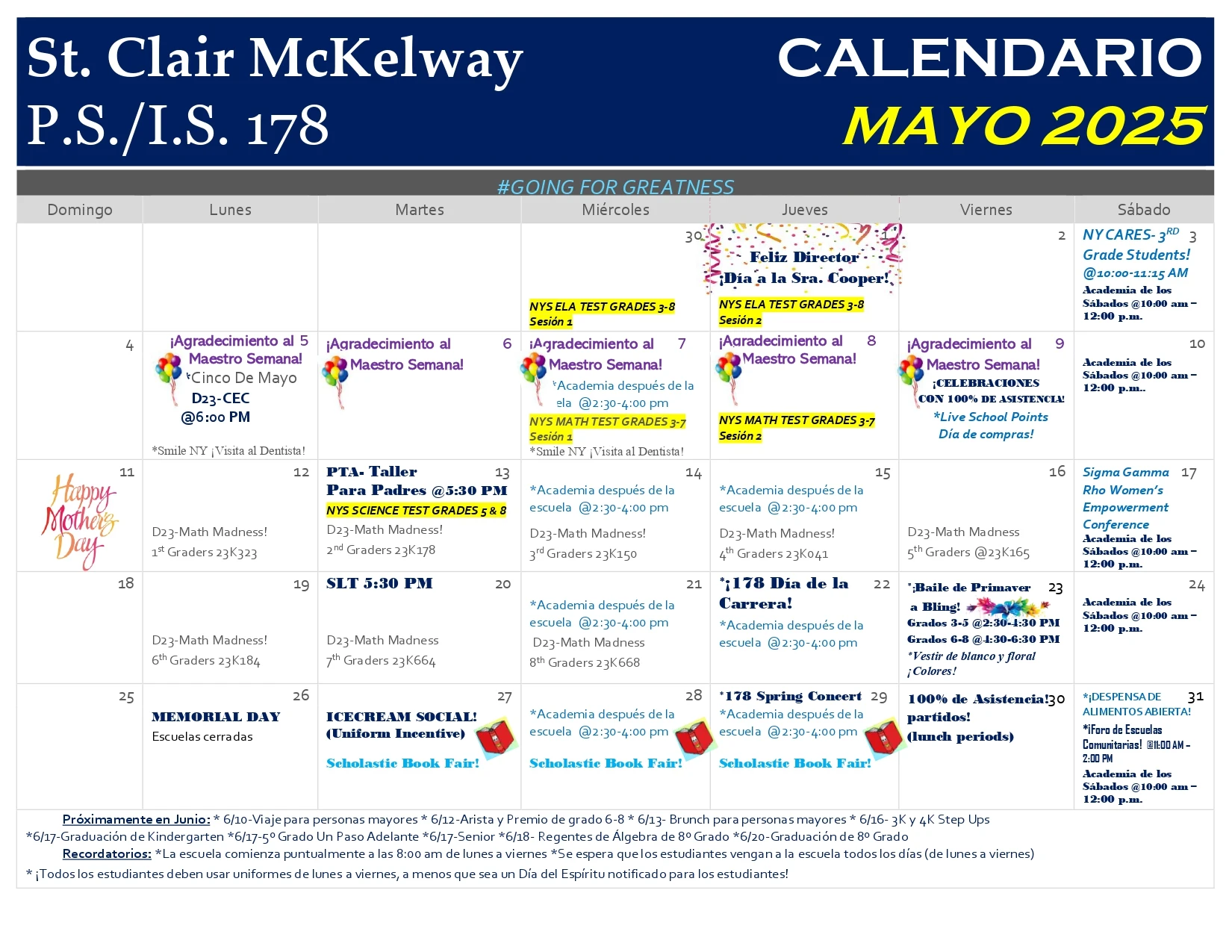 Calendario Mayo 2025